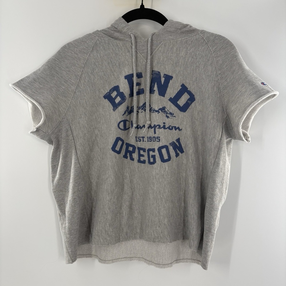 Champion Reverse Weave Men's Medium Bend Oregon Gray Graphic Print Hoodie Retro